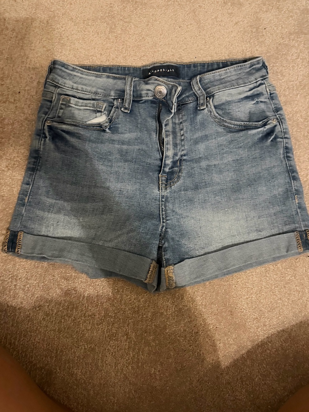 Aeropostale Light Blue Rolled Hem Denim Shorts